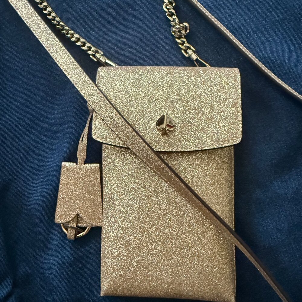 Kate Spade Flap Gold Bling Phone Crossbody NWOT - Picture 4 of 8